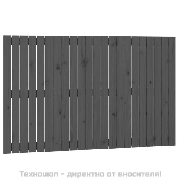 Стенна табла за спалня, сива, 140x3x90 см, борово дърво масив