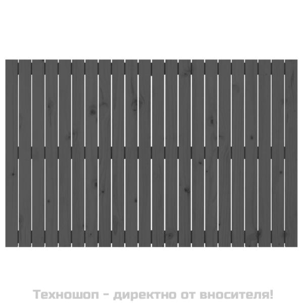Стенна табла за спалня, сива, 140x3x90 см, борово дърво масив