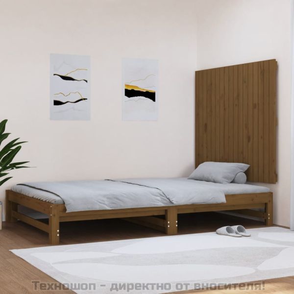 Стенна табла за спалня, меденокафява, 108x3x90 см, бор масив