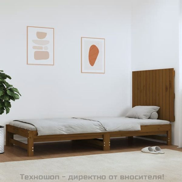Стенна табла за спалня, меденокафява, 82,5x3x60 см, бор масив