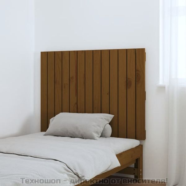 Стенна табла за спалня, меденокафява, 82,5x3x60 см, бор масив