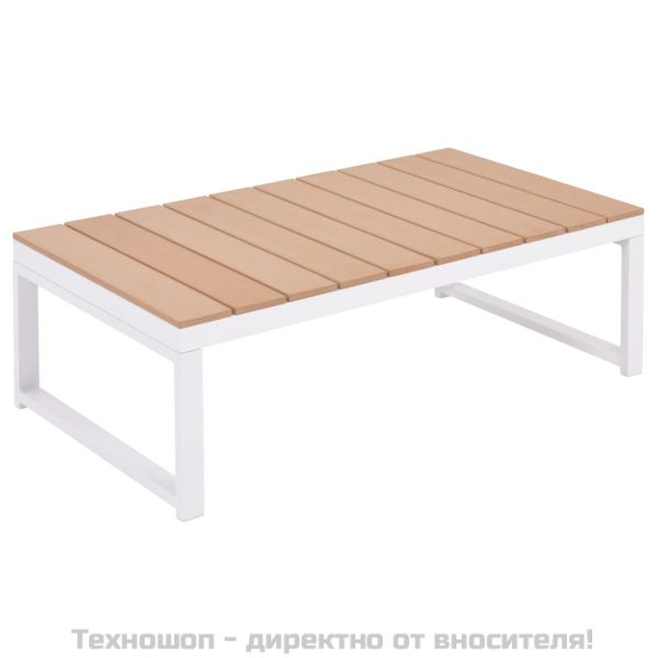 Градински комплект с възглавници, 5 части, алуминий и WPC