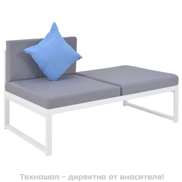 Градински комплект с възглавници, 5 части, алуминий и WPC