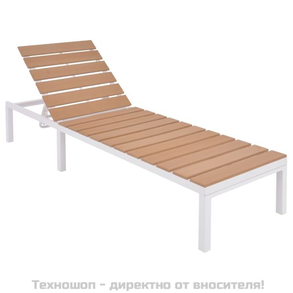 Градински комплект с възглавници, 5 части, алуминий и WPC