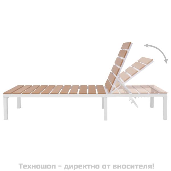 Градински комплект с възглавници, 5 части, алуминий и WPC