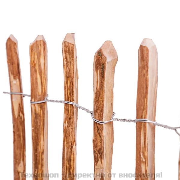 Дървена ограда от колчета, лешниково дърво, 90x500 см