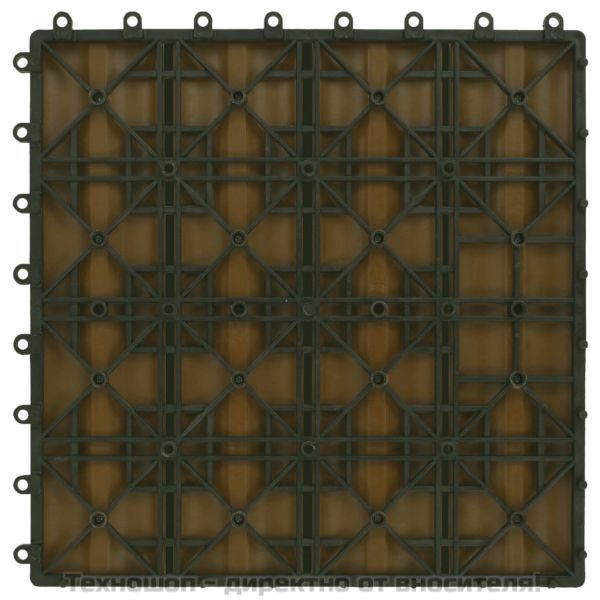 WPC декинг плочки релефни 11 бр 30x30 см 1 кв.м. тик