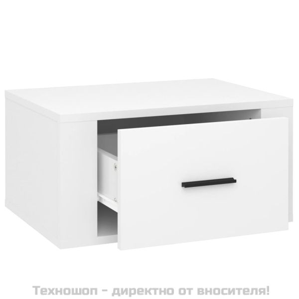 Нощни шкафчета за стенен монтаж, 2 бр, бял гланц, 50x36x25 см