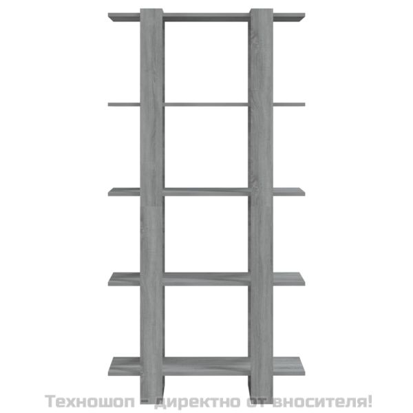 Библиотека/разделител сив сонома 80x30x160 см инженерно дърво