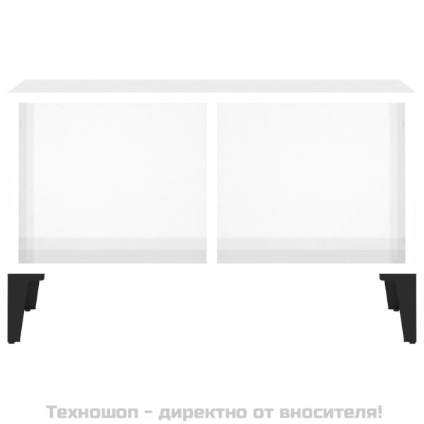 Кафе маса, бял гланц, 60x50x36,5 см, инженерно дърво