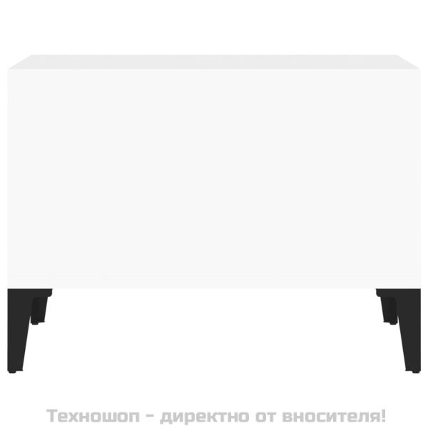 Кафе маса, бял гланц, 60x50x36,5 см, инженерно дърво