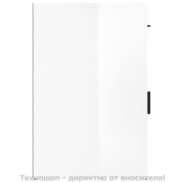 Шкаф за бюро, Бял гланц, 40x49x75 см, инженерно дърво