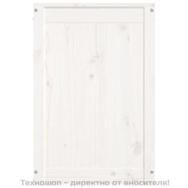 Кутия за пране, бяла, 44x44x66 см, борово дърво масив