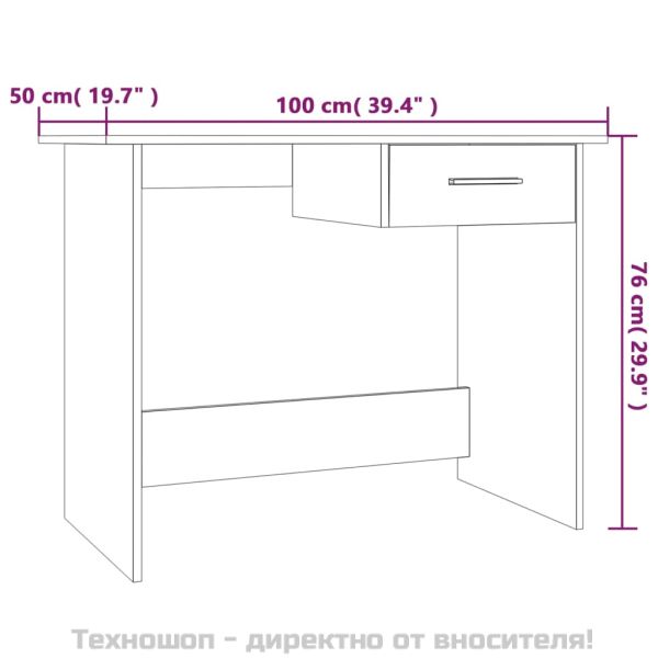 Бюро, опушен дъб, 100x50x76 см, инженерно дърво