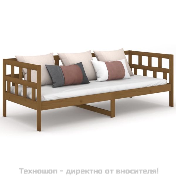 Дневно легло, меденокафяво, борово дърво масив, 80x200 см