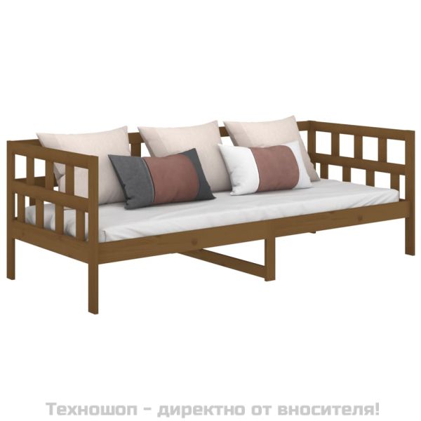 Дневно легло, меденокафяво, борово дърво масив, 80x200 см
