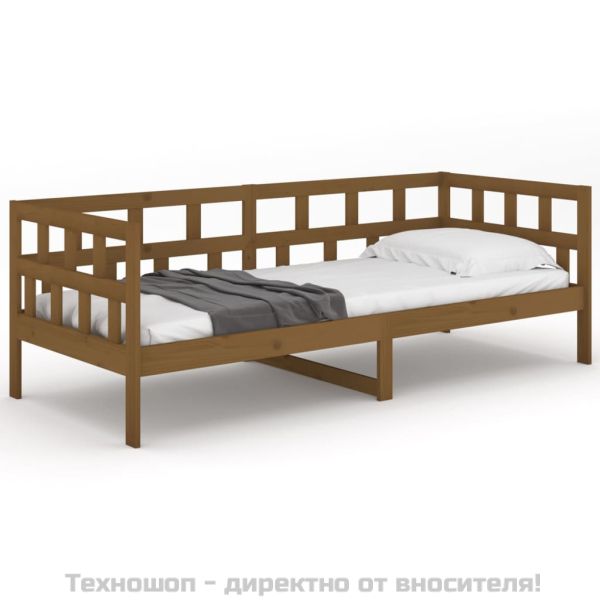 Дневно легло, меденокафяво, борово дърво масив, 80x200 см