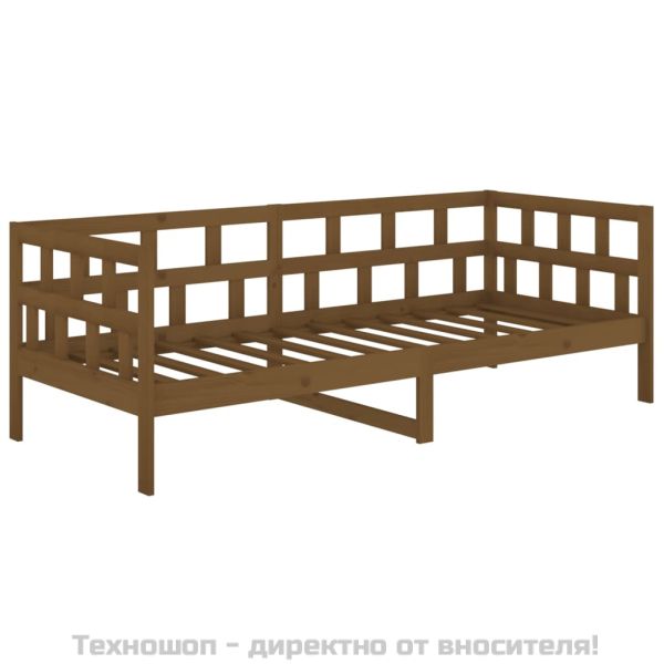 Дневно легло, меденокафяво, борово дърво масив, 80x200 см