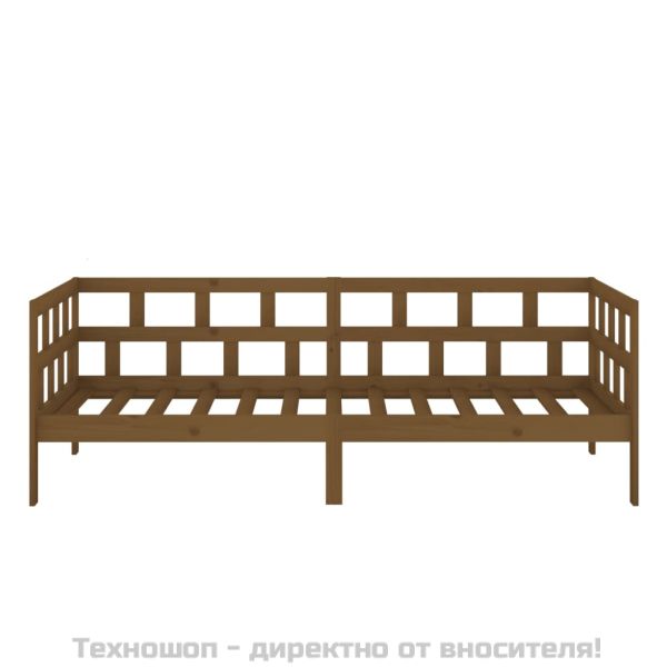 Дневно легло, меденокафяво, борово дърво масив, 80x200 см
