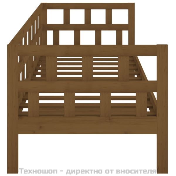 Дневно легло, меденокафяво, борово дърво масив, 80x200 см