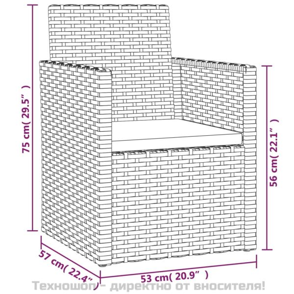 Лаундж комплект за двор с възглавници 4 части полиратан черен