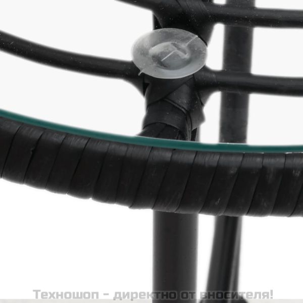 Трапезна маса черна Ø80 см  закалено стъкло и стомана