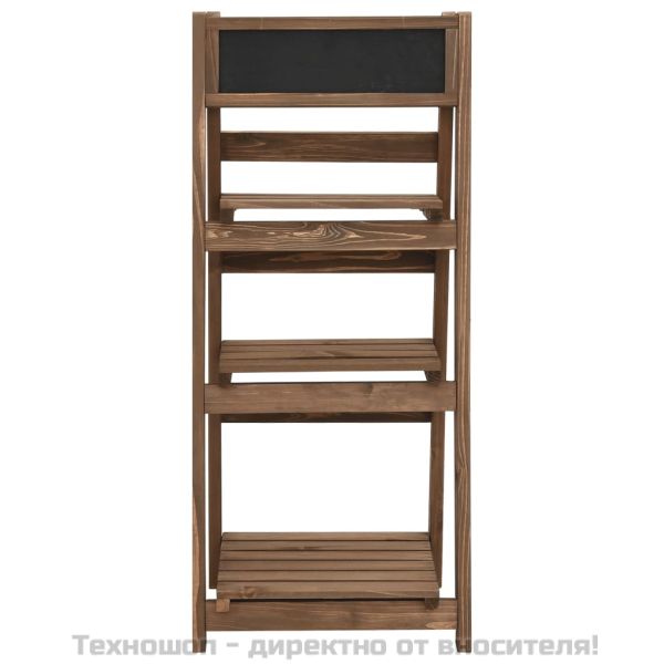 3-етажен цветарник с черна дъска, 40x30x90 см, ела масив