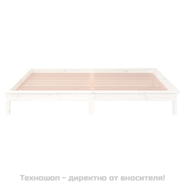 Рамка за легло с LED осветление бяла 120x200 см масивно дърво