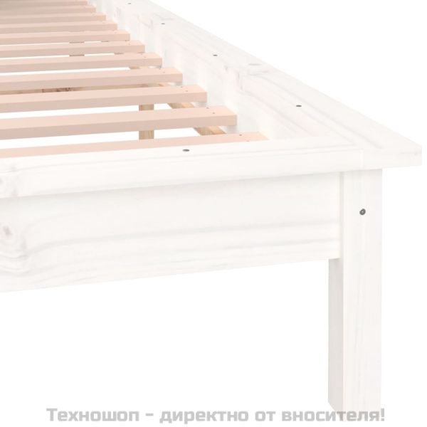 Рамка за легло с LED осветление бяла 120x200 см масивно дърво