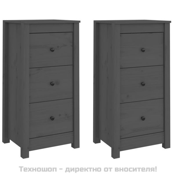 Сайдборди, 2 бр, черни, 40x35x80 см, бор масив