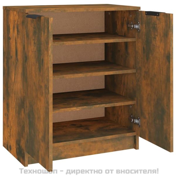 Шкаф за обувки, опушен дъб, 59x35x70 см, инженерно дърво