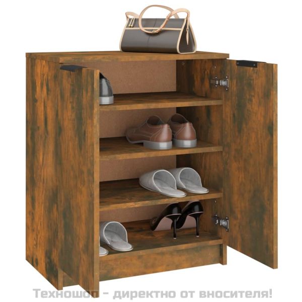Шкаф за обувки, опушен дъб, 59x35x70 см, инженерно дърво