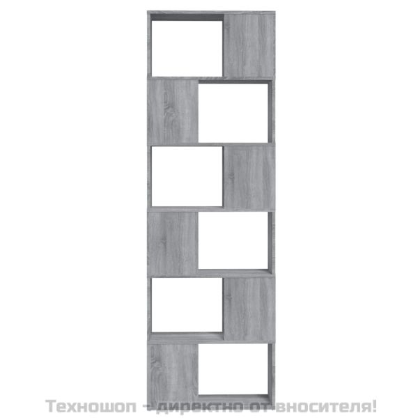 Библиотека/разделител за стая, сив сонома, 60x24x186 см