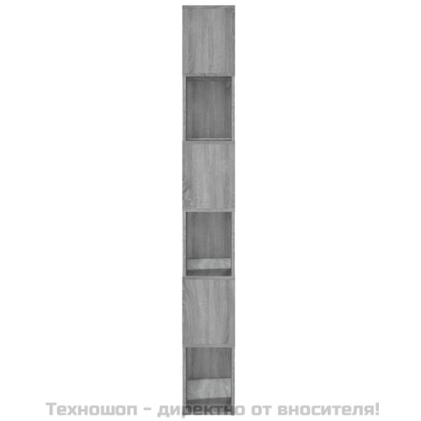 Библиотека/разделител за стая, сив сонома, 60x24x186 см