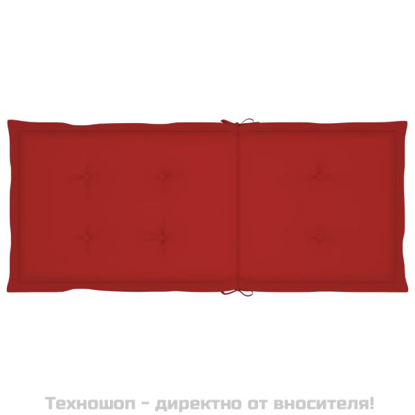 Възглавници за стол с облегалка 4 бр червени 120x50x3 см плат