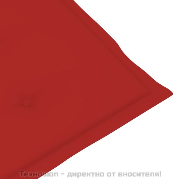 Възглавници за стол с облегалка 4 бр червени 120x50x3 см плат