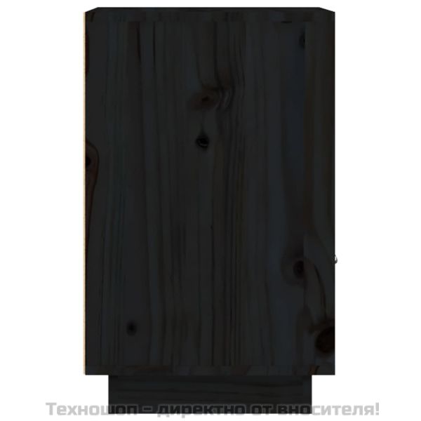 Нощни шкафчета, 2 бр, черни, 40x34x55 см, борово дърво масив