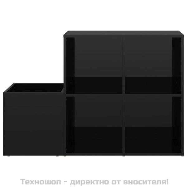 Шкаф за обувки, черен гланц, 105x35,5x70 см, инженерно дърво
