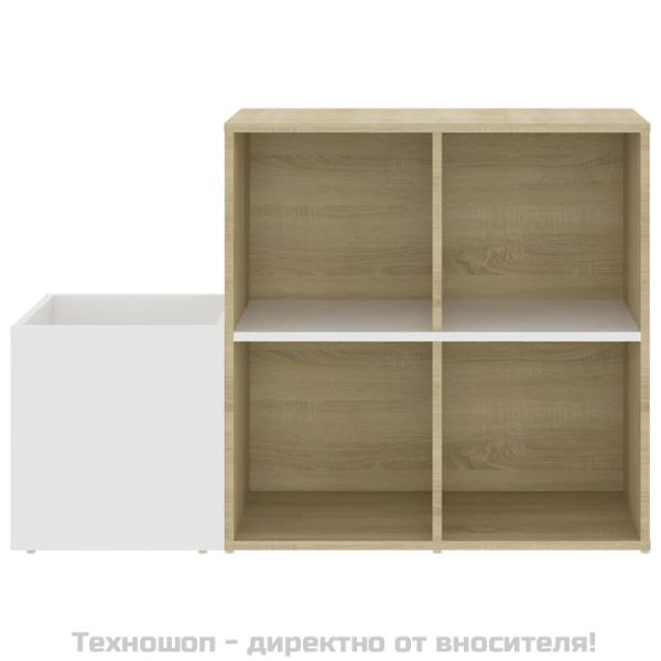 Шкаф за обувки бял и дъб сонома 105x35,5x70 см инженерно дърво