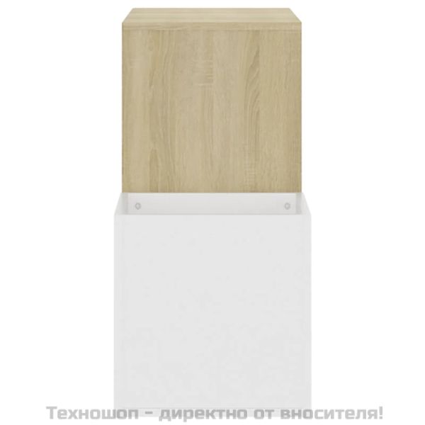 Шкаф за обувки бял и дъб сонома 105x35,5x70 см инженерно дърво