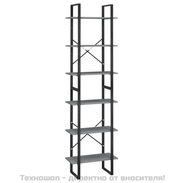 Етажерка, сива, 60x30x210 см, борово дърво масив