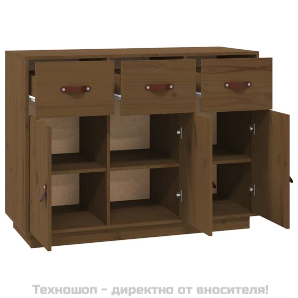 Сайдборд, меденокафяв, 100x40x75 см, бор масив