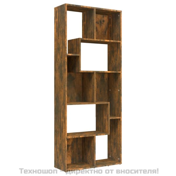 Библиотека, опушен дъб, 67x24x161 см, инженерно дърво