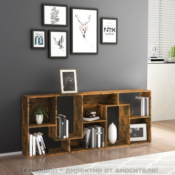 Библиотека, опушен дъб, 67x24x161 см, инженерно дърво