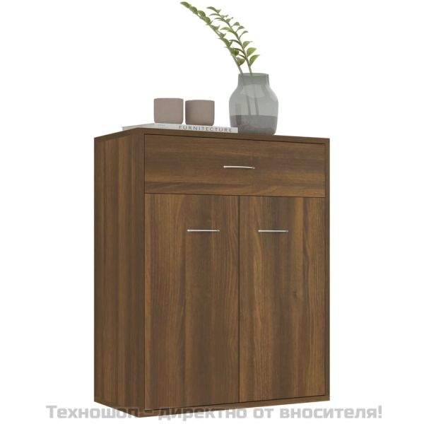 Сайдборд, кафяв дъб, 60x30x75 см, инженерно дърво