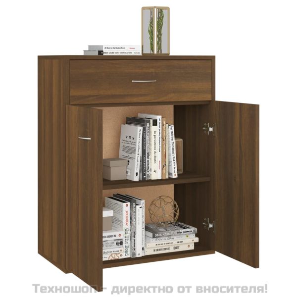 Сайдборд, кафяв дъб, 60x30x75 см, инженерно дърво