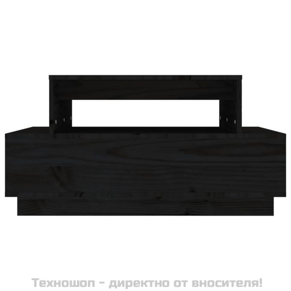 Кафе маса, черна, 80x55x40,5 см, борово дърво масив