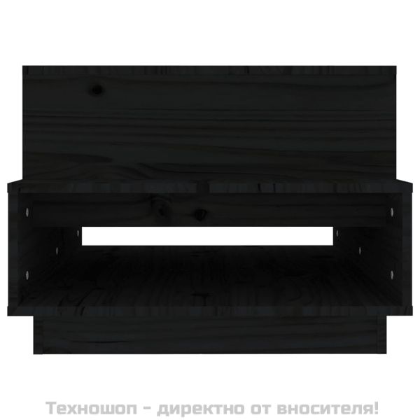 Кафе маса, черна, 80x55x40,5 см, борово дърво масив