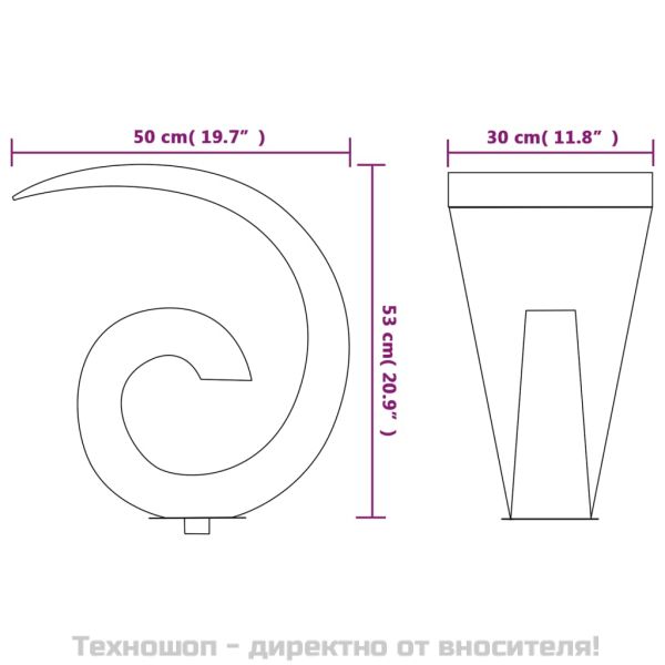 Фонтан за басейни, неръждаема стомана, 50x30x53 см, сребро