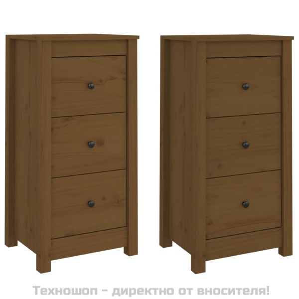 Сайдборди, 2 бр, меденокафяви, 40x35x80 см, бор масив